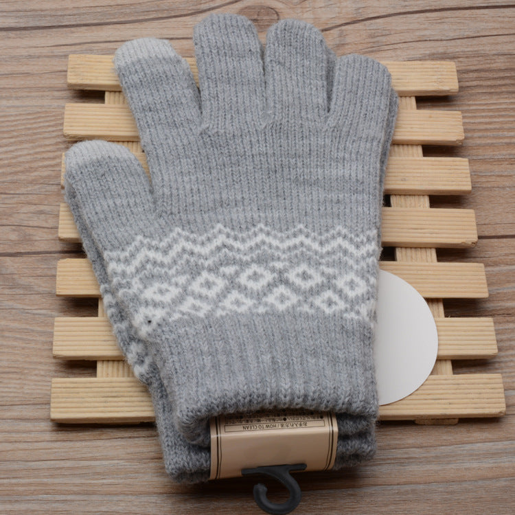 Knitted Ladies Jacquard Touch Screen Warm Fashion Winter Gloves