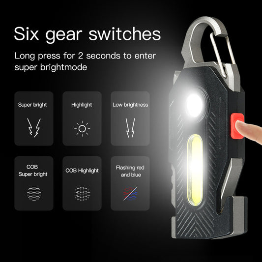 Multifunctional Charging Emergency Light - Convenient Keychain Work Light COB High Brightness Maintenance Light Outdoor Camping LED Light