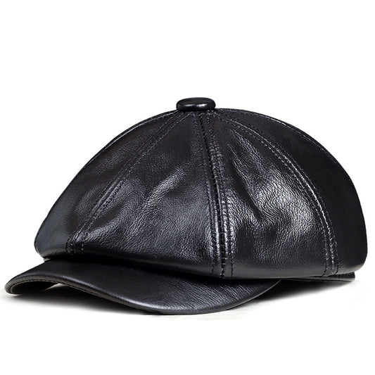 Dome Top Layer Cowhide Octagonal Men's Hat
