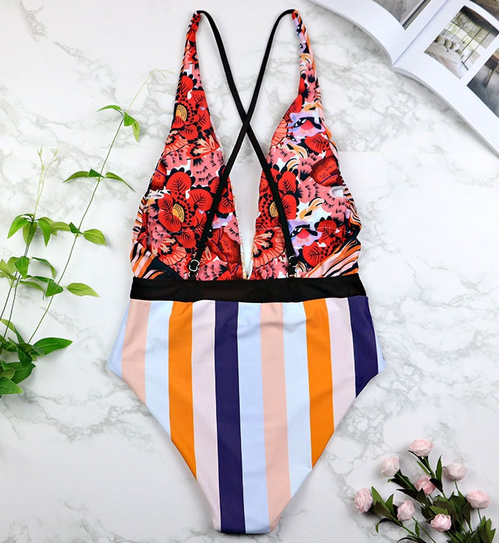 One-piece Swimsuit - Deep V Sexy Bikini