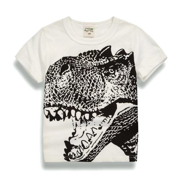 Trendy Summer Boys’ T-Shirt – Hello Dino Cotton Tee ☀️ Children's Wear Summer New Korean Children's Boys Cotton T-shirt Men's Treasure In Children's Short Sleeves - JumoShop