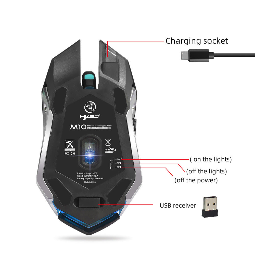 HXSJ New Wireless Mouse - 2.4GPI Gaming Mouse Glowing Mouse