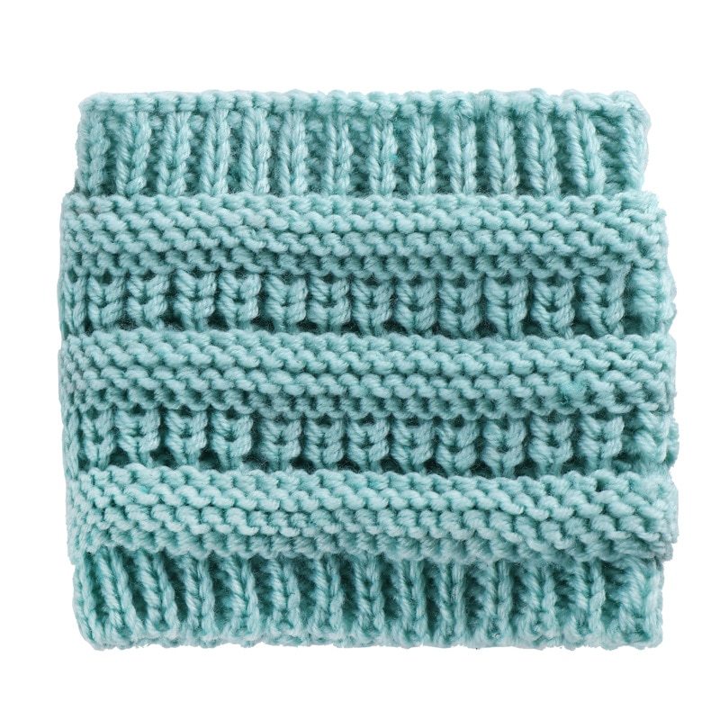 Women Headwrap Ponytail Beanies Hat - Winter Warm Ear Warmer Head Wrap Casual Crochet Turban Hats Female Soft Knit Woolen Caps