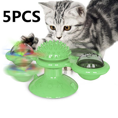 Cat Rotating Windmill Multi-Function Toys - Itch Scratching Device Teeth Shining Toy