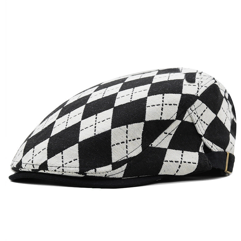 Retro Plaid Short Brim Advance Hats - British Casual Painter Hat
