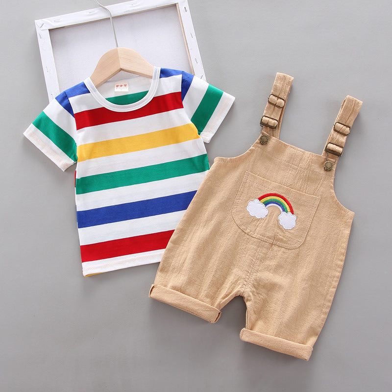 Rainbow Design Romper Pants and Top - Boys and Girls Baby Kids clothing Set