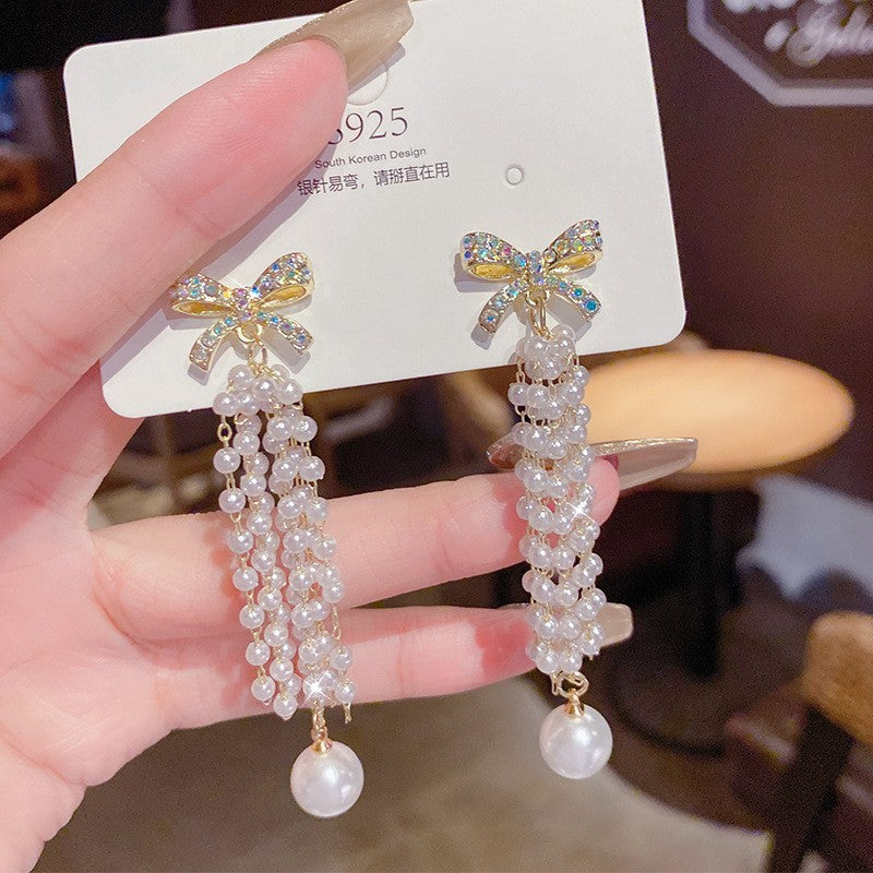 Sterling Silver Needle Light Luxury Pearl Earrings - Graceful Personality