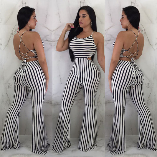 Striped Slim-Fit  Women Jumpsuit