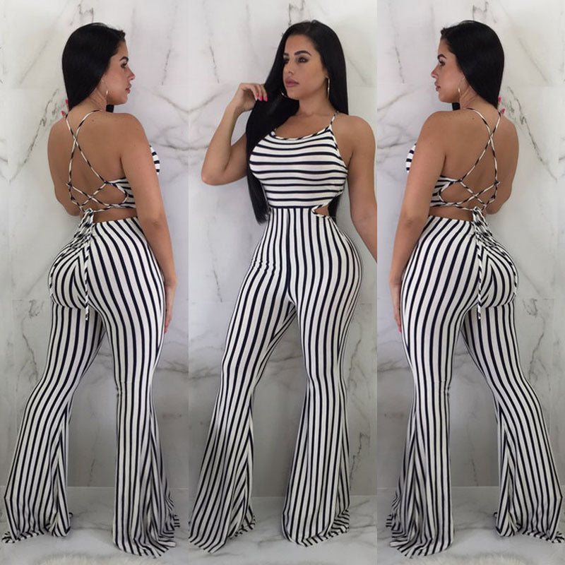 Striped Slim-Fit  Women Jumpsuit