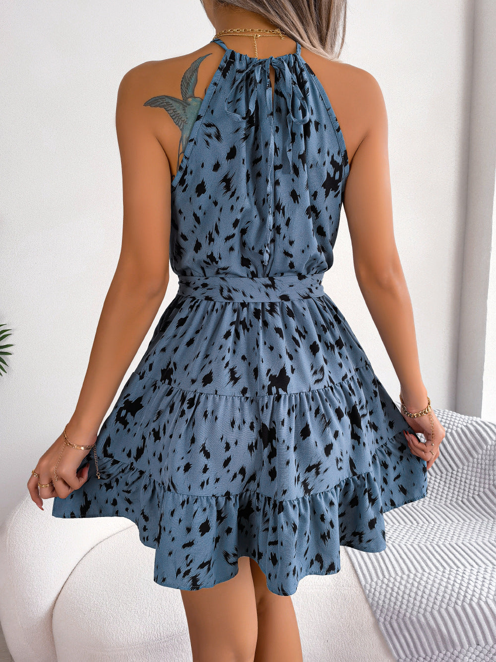 Casual Leopard Print Ruffled Swing Dress - Summer Fashion Beach Dresses