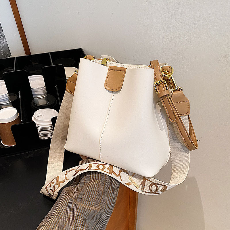 French Minority Design - Simple Wide Shoulder Strap Bucket Bags Female