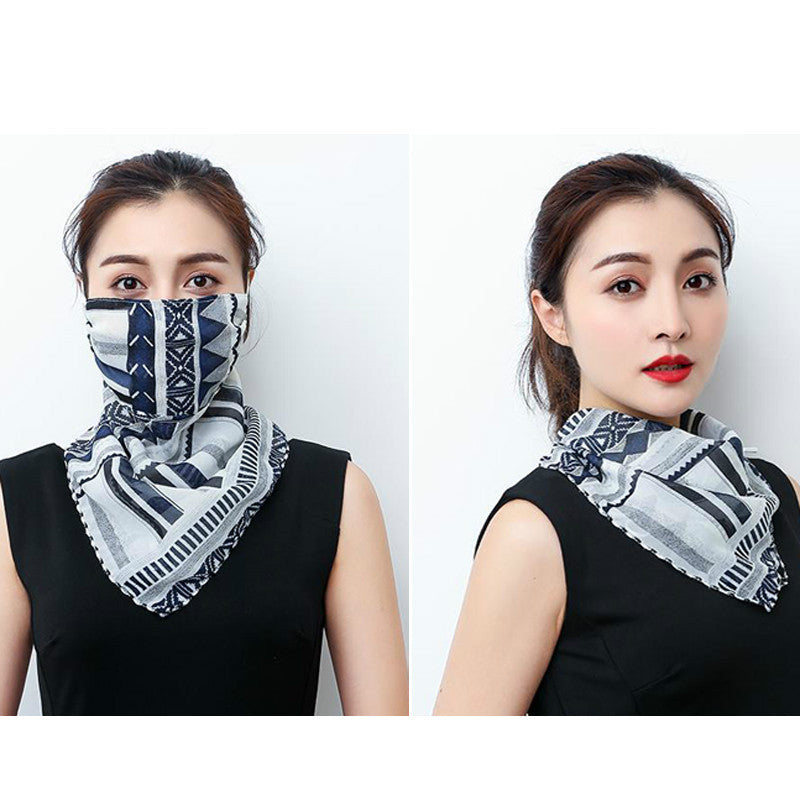 Hanging Ear Thin Face-covering Scarf - Triangle Veil Scarf