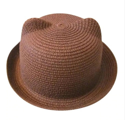 Cute Cat Ear Summer Hat -  Korean Style Straw Summer hat