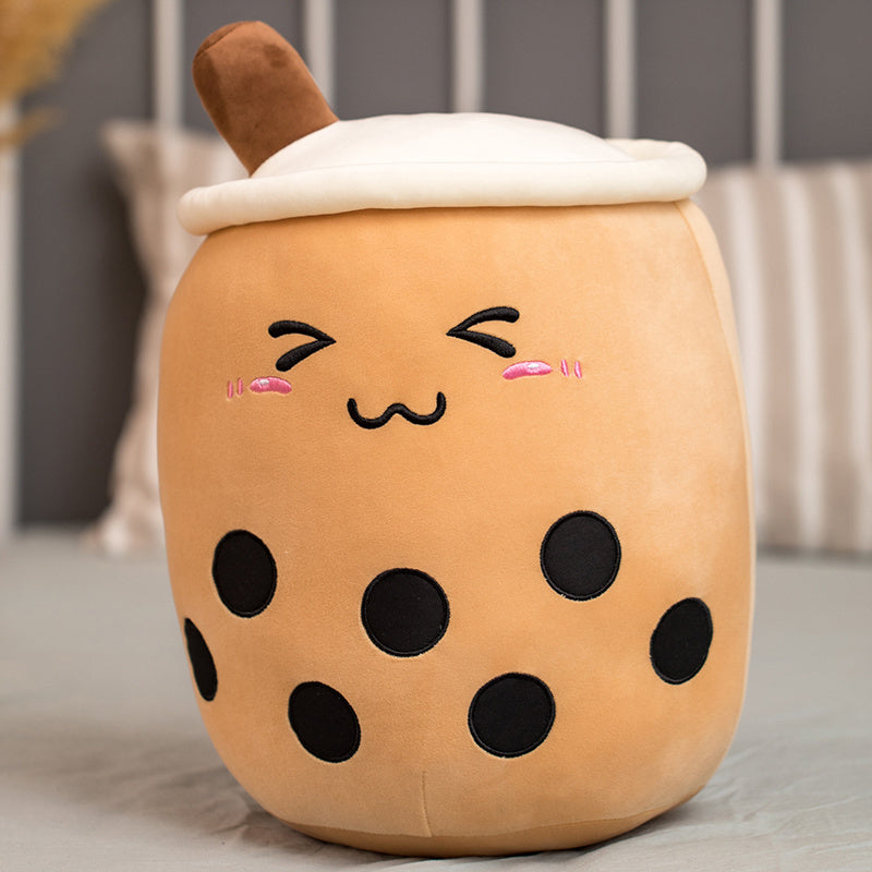 Cute Boba Milk Tea Plushie – Soft Teddy Cup Pillow & Hugging Toy