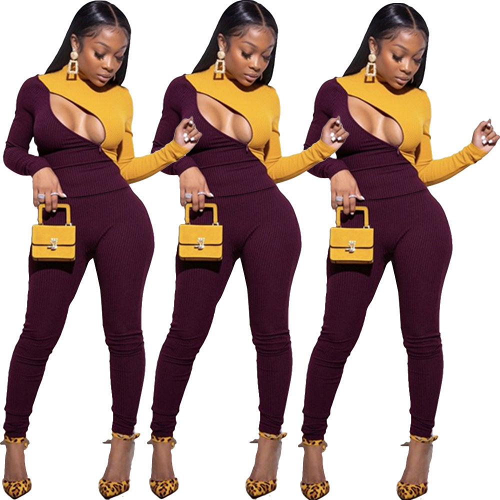Colorblock Bodycon Jumpsuit