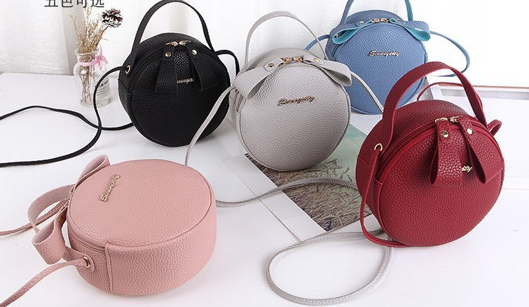 Circular Design Fashion Women Shoulder Bag - Leather Women's Crossbody Messenger Bags Ladies Purse Female Round Handbag