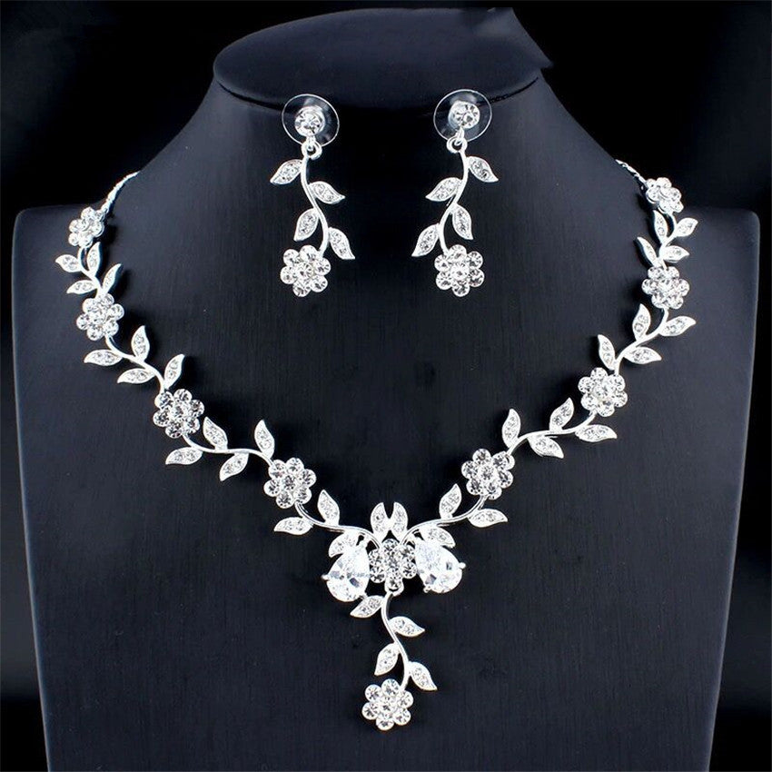 Elegant Golden Zircon Bridal Jewelry Set – A Touch of Luxury for Your Special Day! Golden Zircon Jewelry Set Bridal Necklace Earrings Wedding Two-piece Set - JumoShop