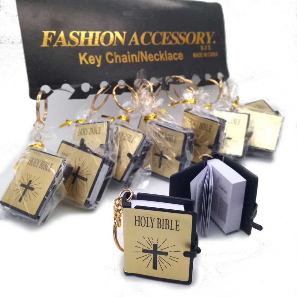 Mini English HOLY BIBLE Key Chains - Real Paper Readable Bible Christian Keyrings Bag Ornaments Religious Jewelry