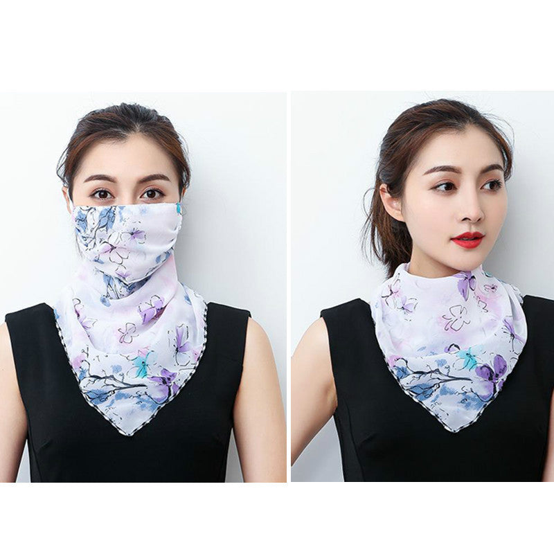 Hanging Ear Thin Face-covering Scarf - Triangle Veil Scarf