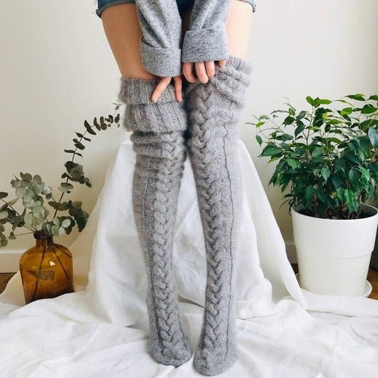 Winter Socks - Over The Knee Lengthened Long Tube Knitted Pile Socks