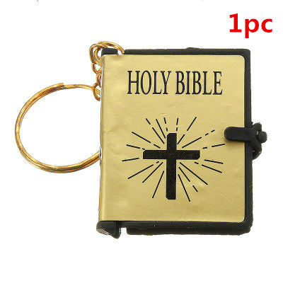 Mini English HOLY BIBLE Key Chains - Real Paper Readable Bible Christian Keyrings Bag Ornaments Religious Jewelry