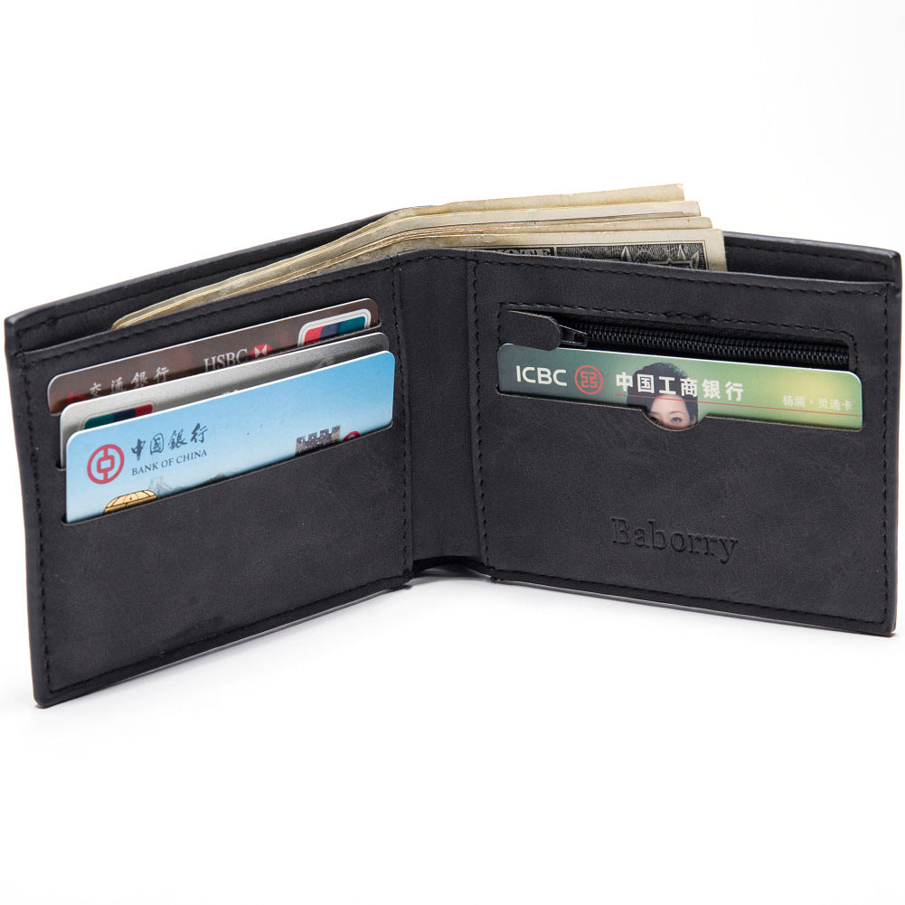 Men's Wallet with Coin Bag Zipper