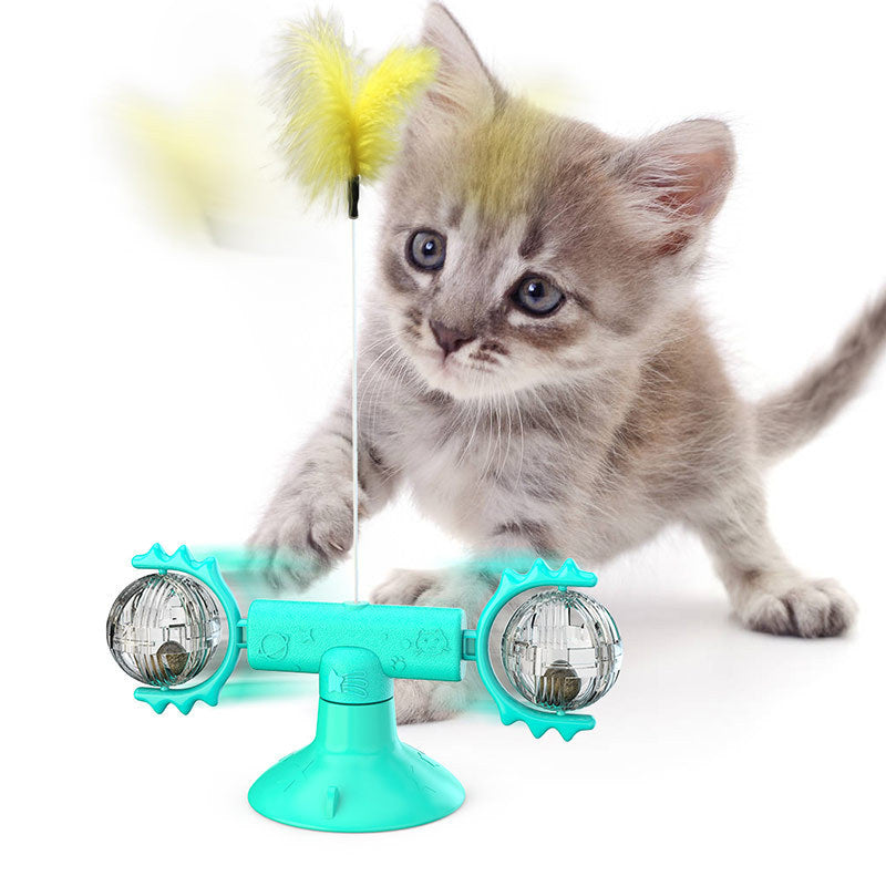 Cat Rotating Windmill Multi-Function Toys - Itch Scratching Device Teeth Shining Toy