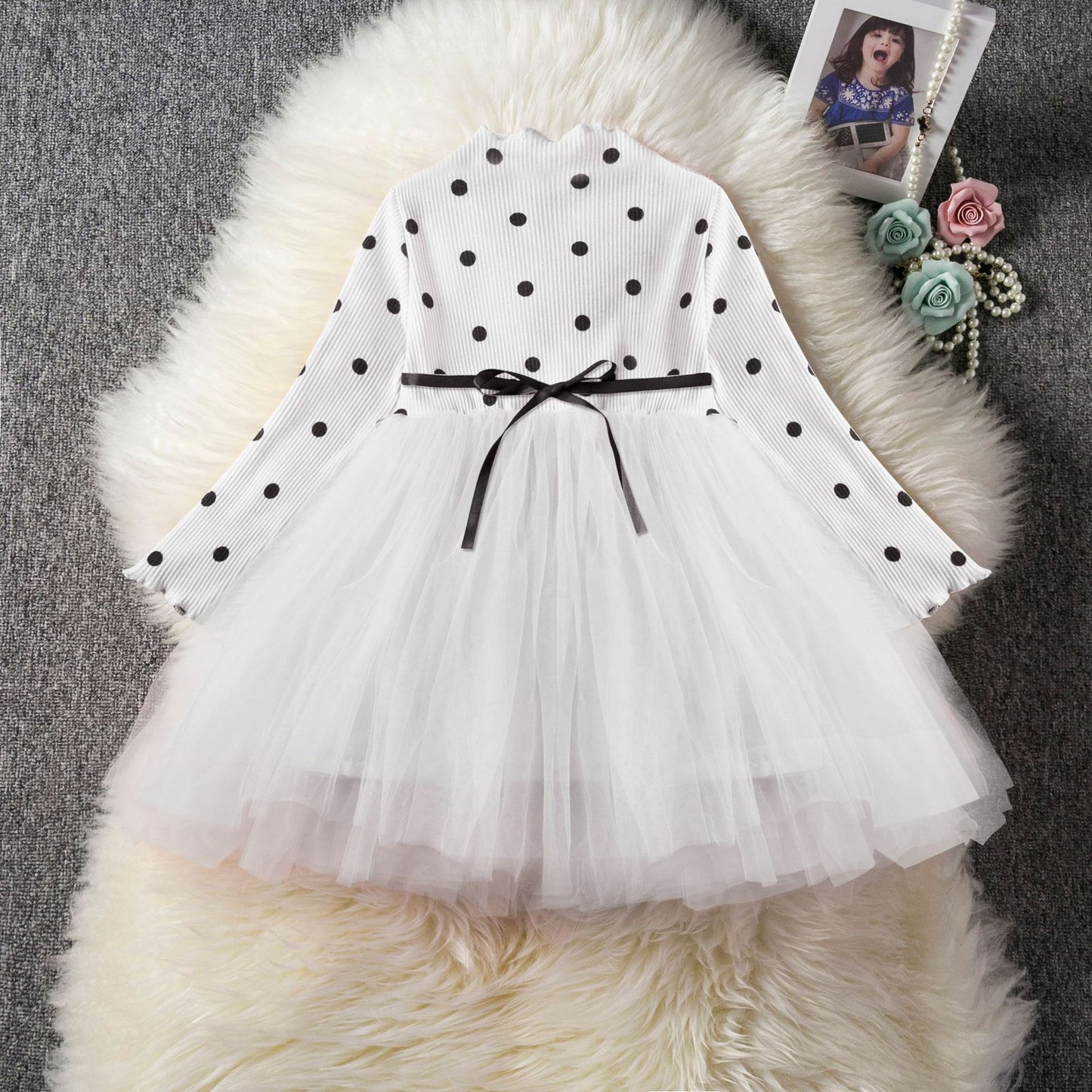 Baby Girls Long Sleeve Tutu Lace Dresses - Birthday Party Clothes Christening Gown Casual Wear