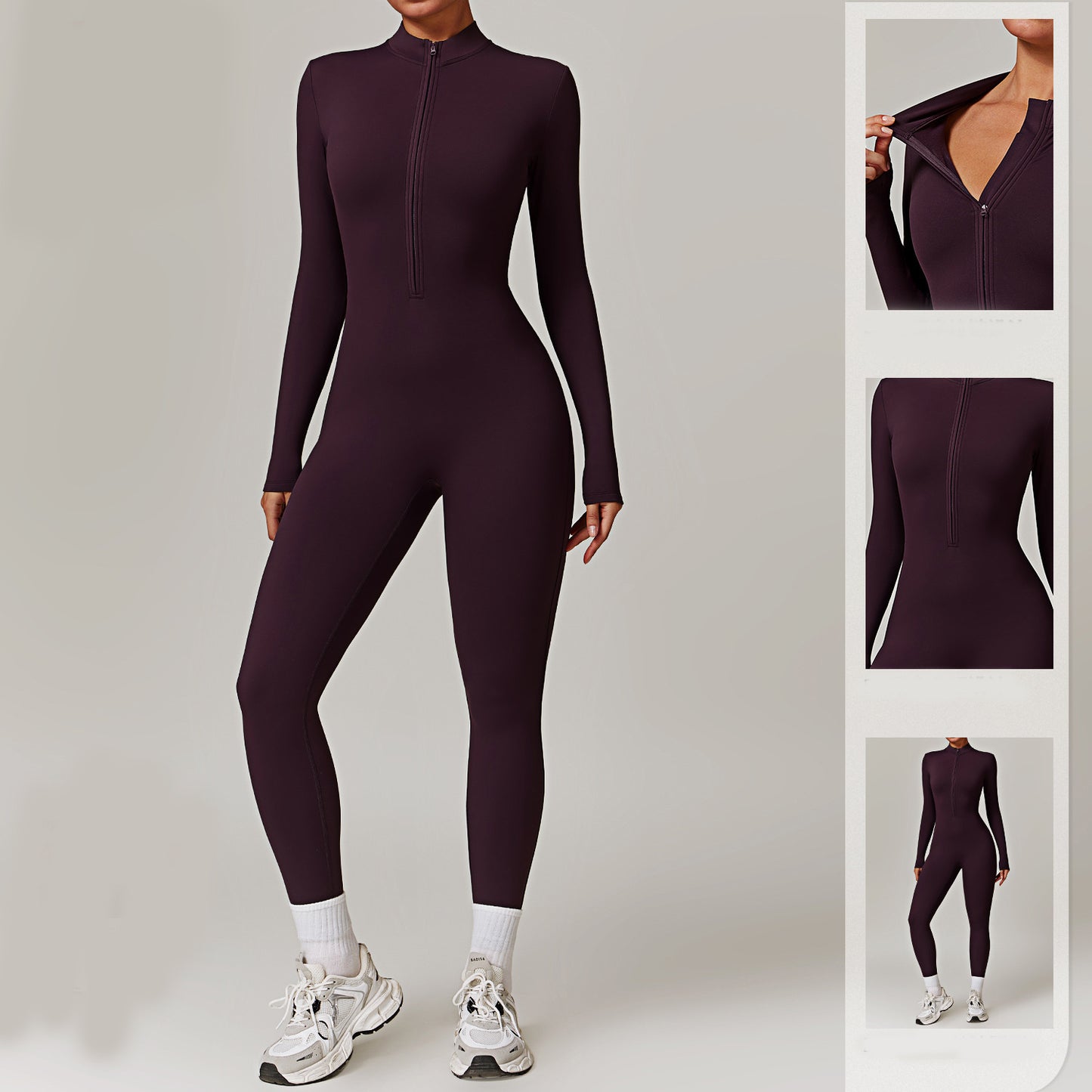 Warm Zipper Long-sleeved Yoga Jumpsuit -  Fitness Sports Pants Breathable Bodysuit Women's Clothing