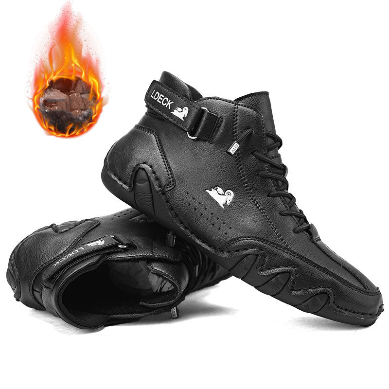 Men's Ankle Boots - Autumn Winter Suede Velcro Shoes Fashion Lace-up Sneakers