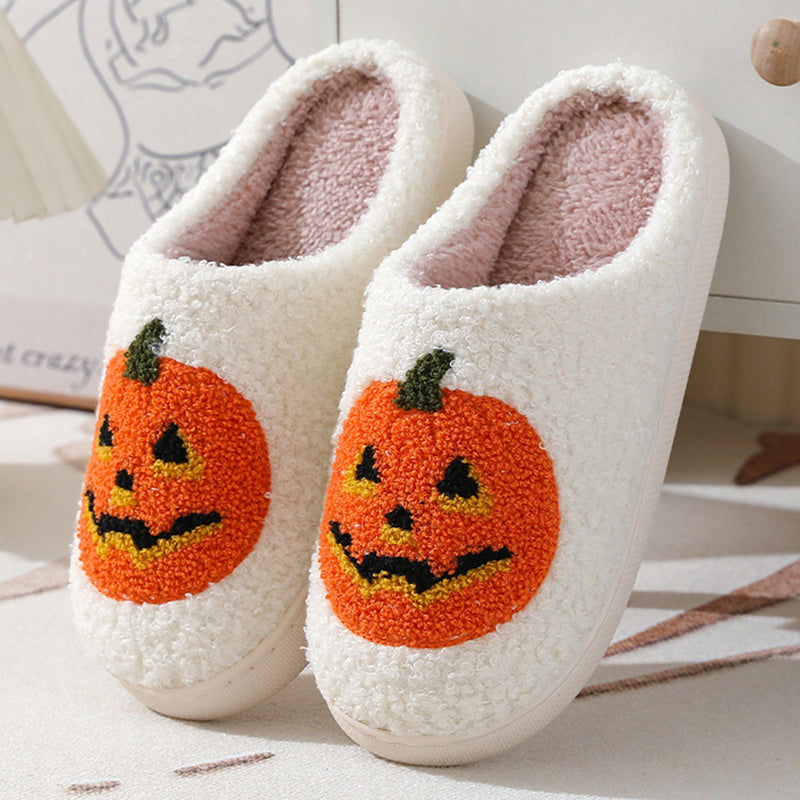 Halloween Pumpkin Cartoon Slippers - Warm Winter Slippers Men And Women Couples Indoor House Shoes