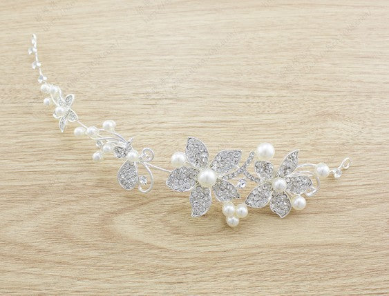 Elegant Butterfly Bridal Jewelry Set - Chain Pearl Jewelry / Three Piece Bridal Soft Chain Headdress Bridal Jewelry Set