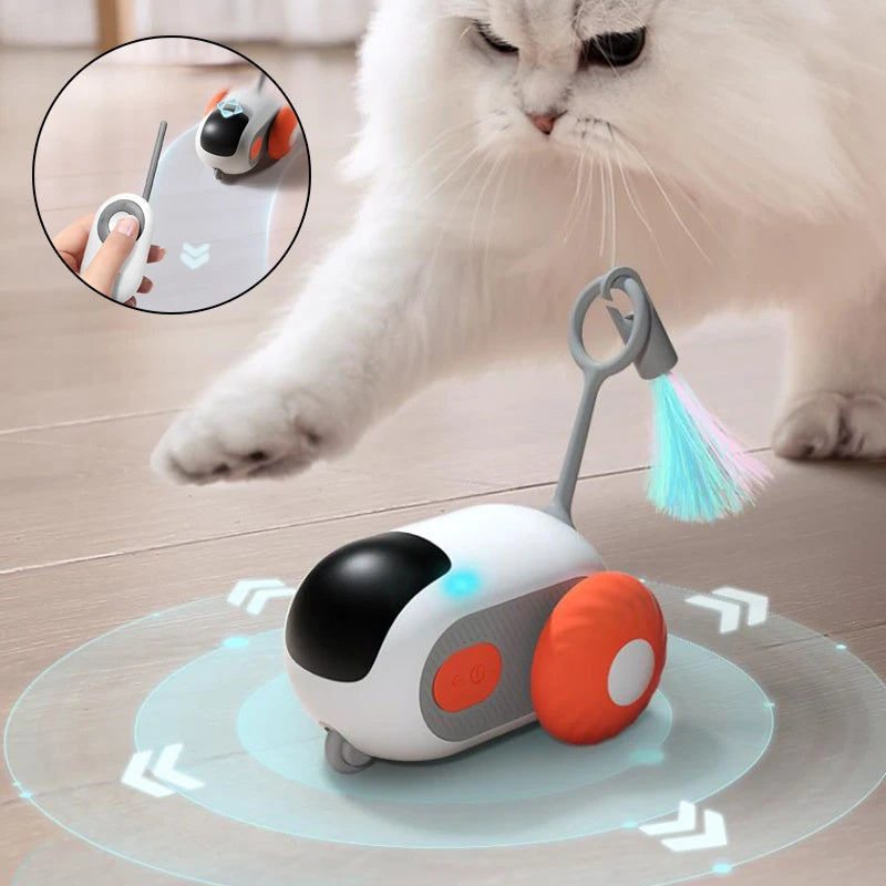 Remote Control Interactive Cat Car Toy - USB Charging Chasing Automatic Self-moving Remote Smart Control Car Interactive Cat Toy