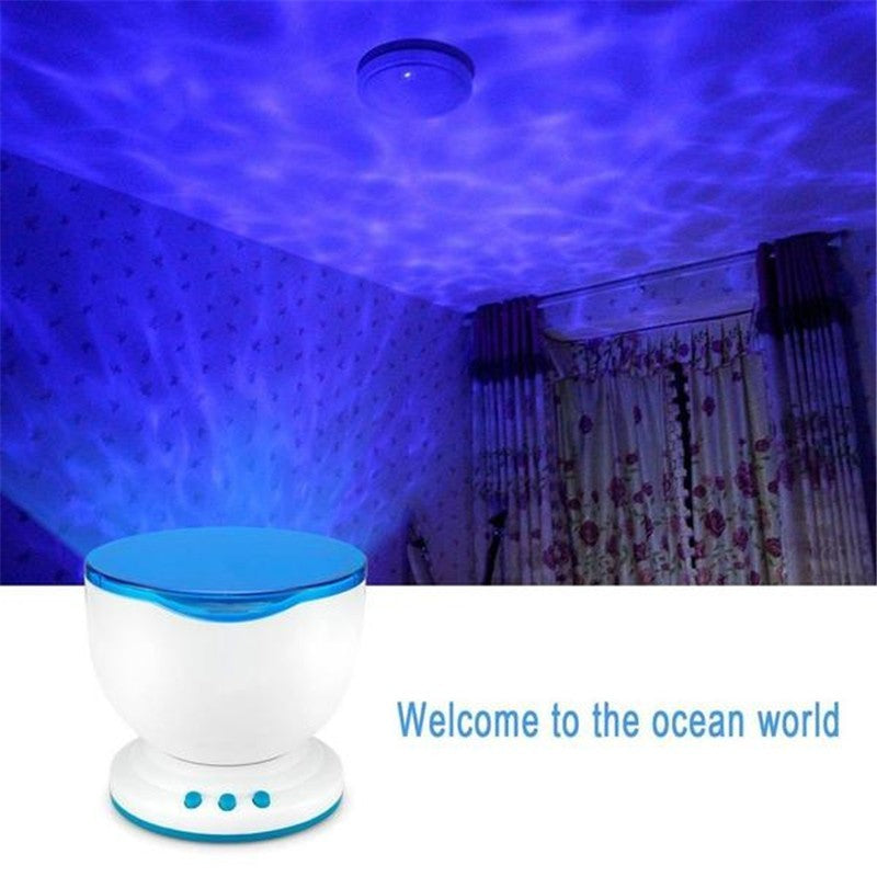 Ocean Wave Projector LED Night Light Remote Control - TF Cards Music Player Speaker Aurora Projection