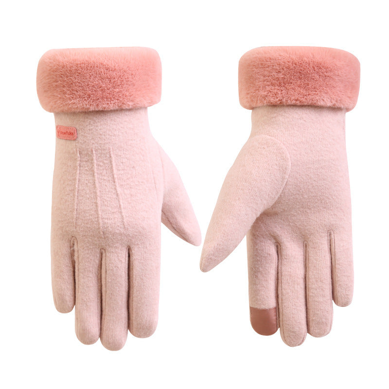 Autumn and Winter Cashmere Full Finger Gloves