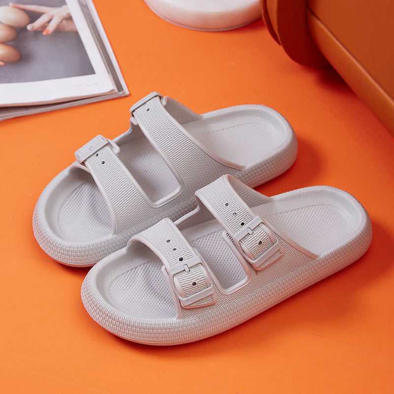 Platform Slippers - Women's Summer Buckle Home Shoes