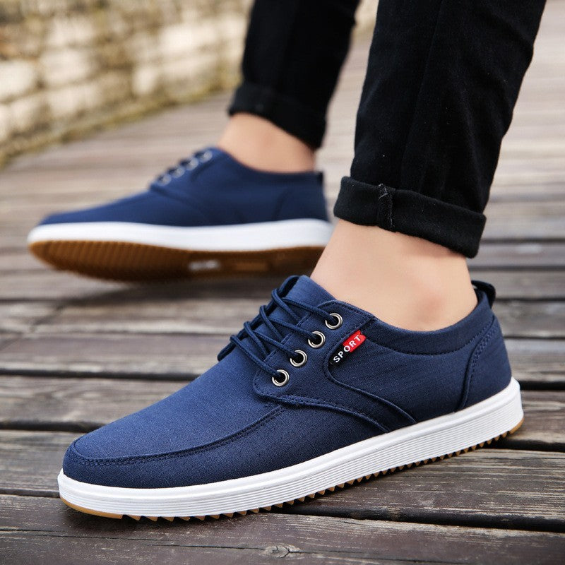 Men's Lace-up Canvas Shoes - Casual Men Breathable Walking Flats Shoes