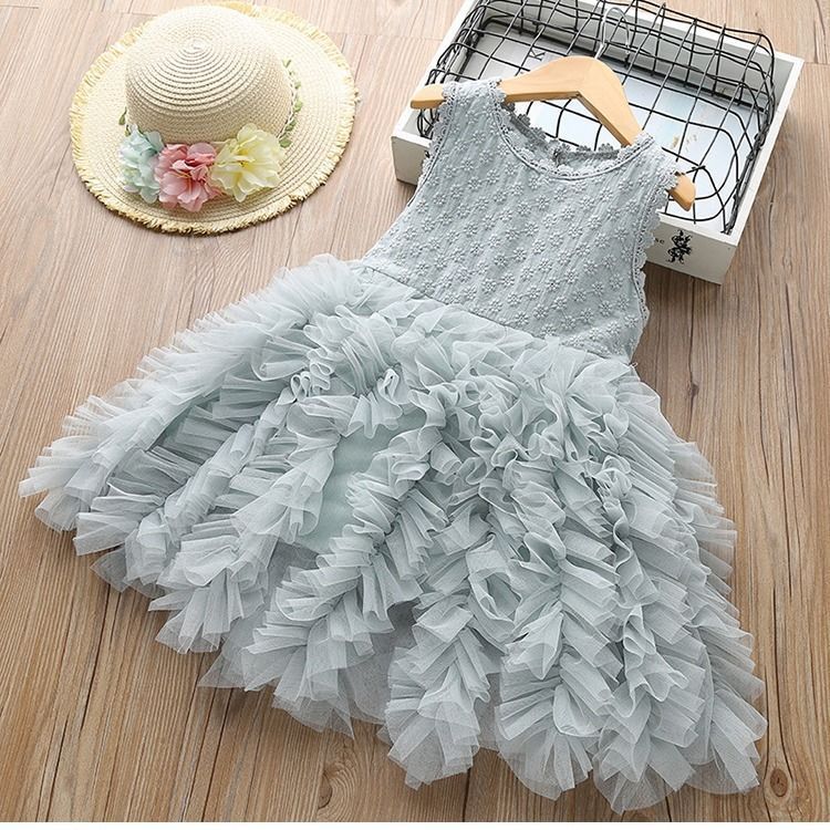 Hollow Skirt Lace Long-sleeved Girls Princess Irregular Dress