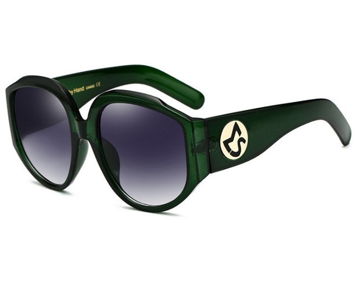 New Arrival Oversize Women Round Sun Glasses - Fashion Ladies Olive Frames Glasses