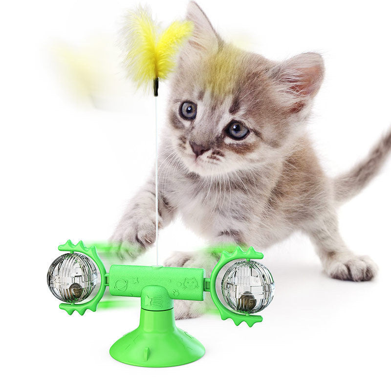 Cat Rotating Windmill Multi-Function Toys - Itch Scratching Device Teeth Shining Toy