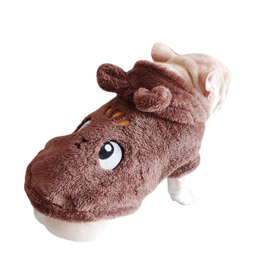 Cozy Cartoon Embroidered Pet Hoodie Vest – Soft Coral Velvet for Dogs & Cats