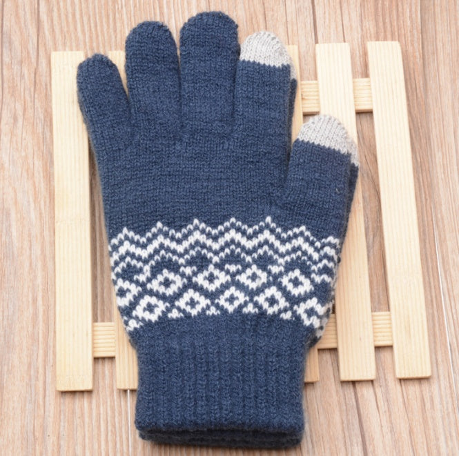 Knitted Ladies Jacquard Touch Screen Warm Fashion Winter Gloves
