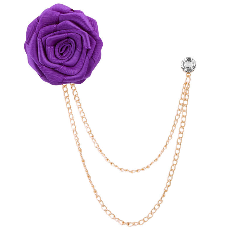 🌹Handmade Rose Brooch with Tassel – Elegant Unisex Suit Pin