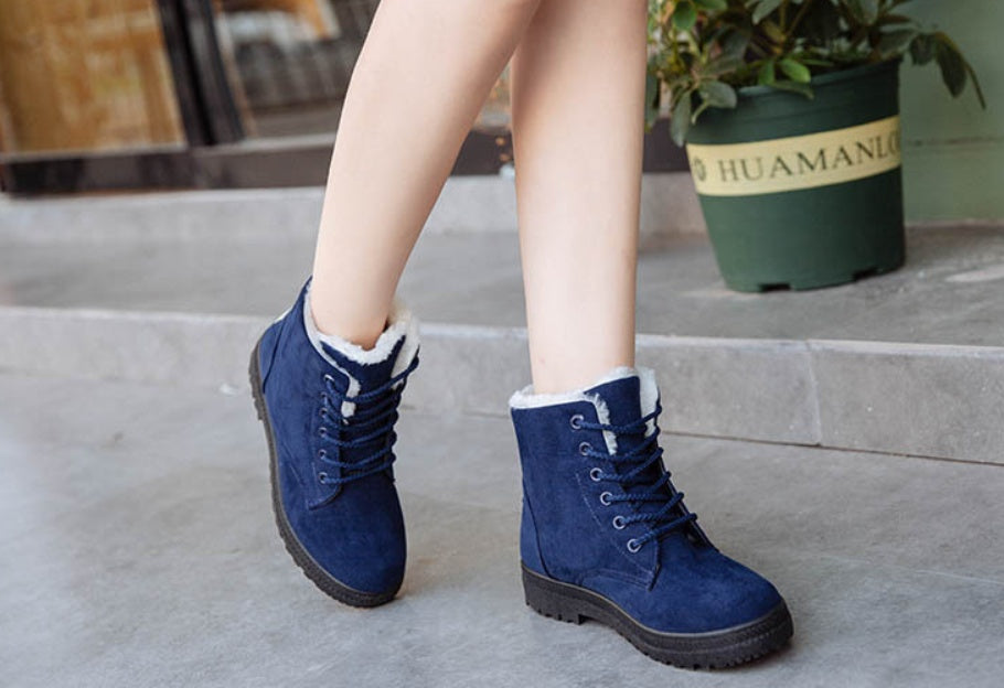 Women Snow Boots - Flat With Large Size Casual Cotton Shoes, Trend Women Vulcanized Shoes Artificial Plush