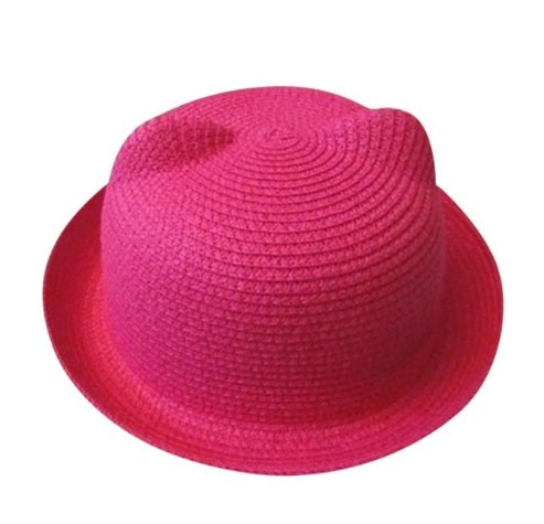 Cute Cat Ear Summer Hat -  Korean Style Straw Summer hat