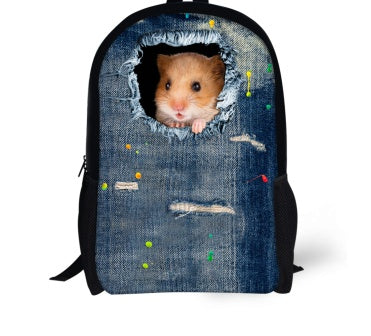 Cat Backpack - Cute 3D Animal Denim Backpacks for Children