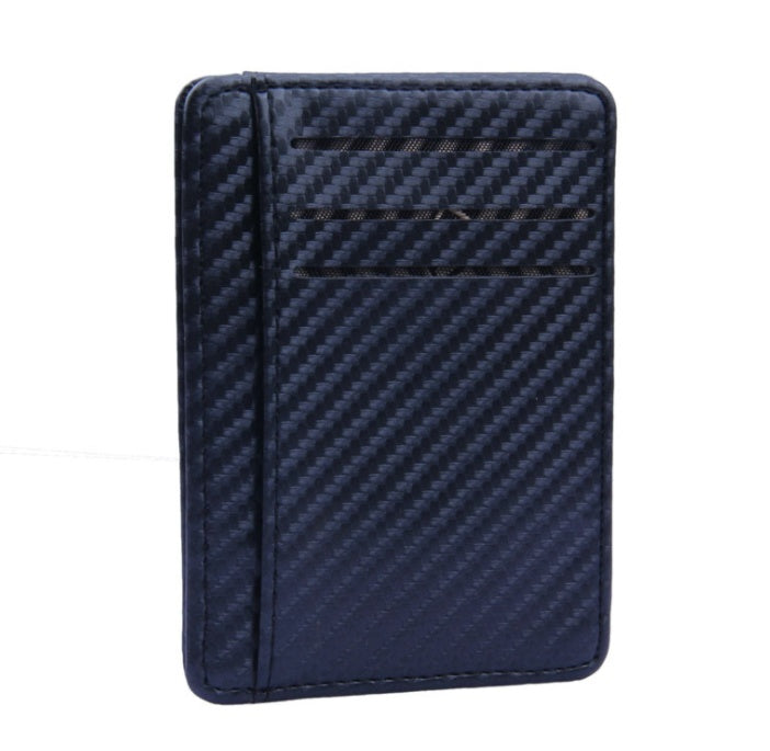 New Men's Fashion Leather Carbon Fiber Wallet - Mini Slim Wallets, Business Men Credit Card ID Holder with Anti-thief Purse