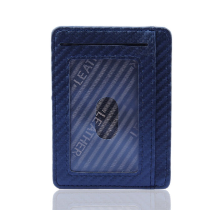 New Men's Fashion Leather Carbon Fiber Wallet - Mini Slim Wallets, Business Men Credit Card ID Holder with Anti-thief Purse