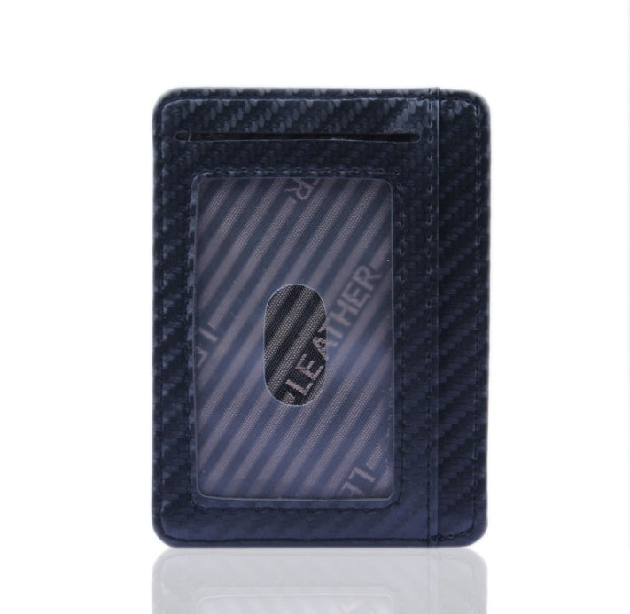 New Men's Fashion Leather Carbon Fiber Wallet - Mini Slim Wallets, Business Men Credit Card ID Holder with Anti-thief Purse