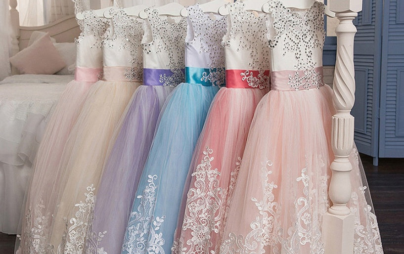 Flowy Children's Lace Ball Wedding Dress